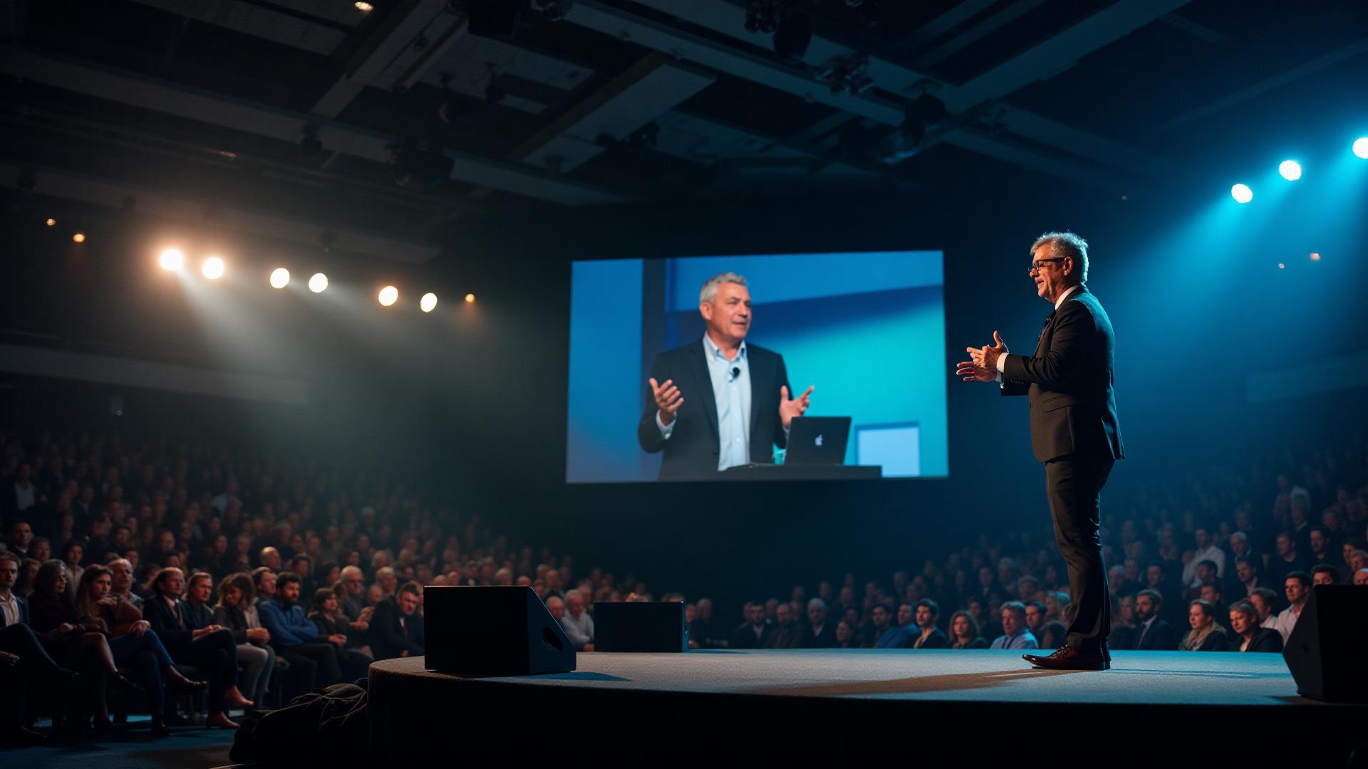 Doug speaking on stage